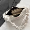 thumbnail image 1 of Women's Pleated Shoulder Bag, Casual Style, Simple Design With Butterfly Embroidery, White Underarm Bag, 1 of 6