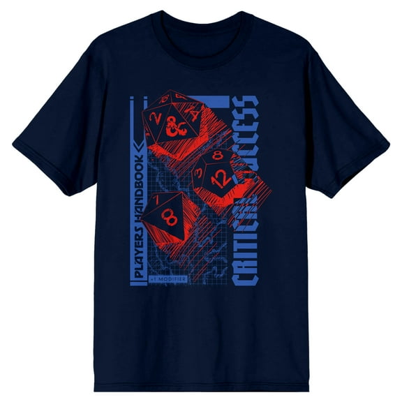 Dungeons & Dragons D20 Dice Critical Success Men's Navy T-shirt-Medium