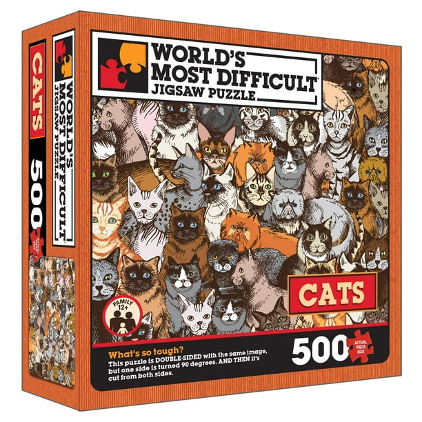Tdc Games World S Most Difficult Jigsaw Puzzle Cats 500 Pieces Double Sided With One Side Turned 90 Degrees 15 Inches When Assembled Walmart Com Walmart Com