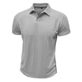 thumbnail image 5 of LJEFF Men Solid Color Short Sleeved Lapel Casual Fashion Top T-shirt, Gray, 5 of 6