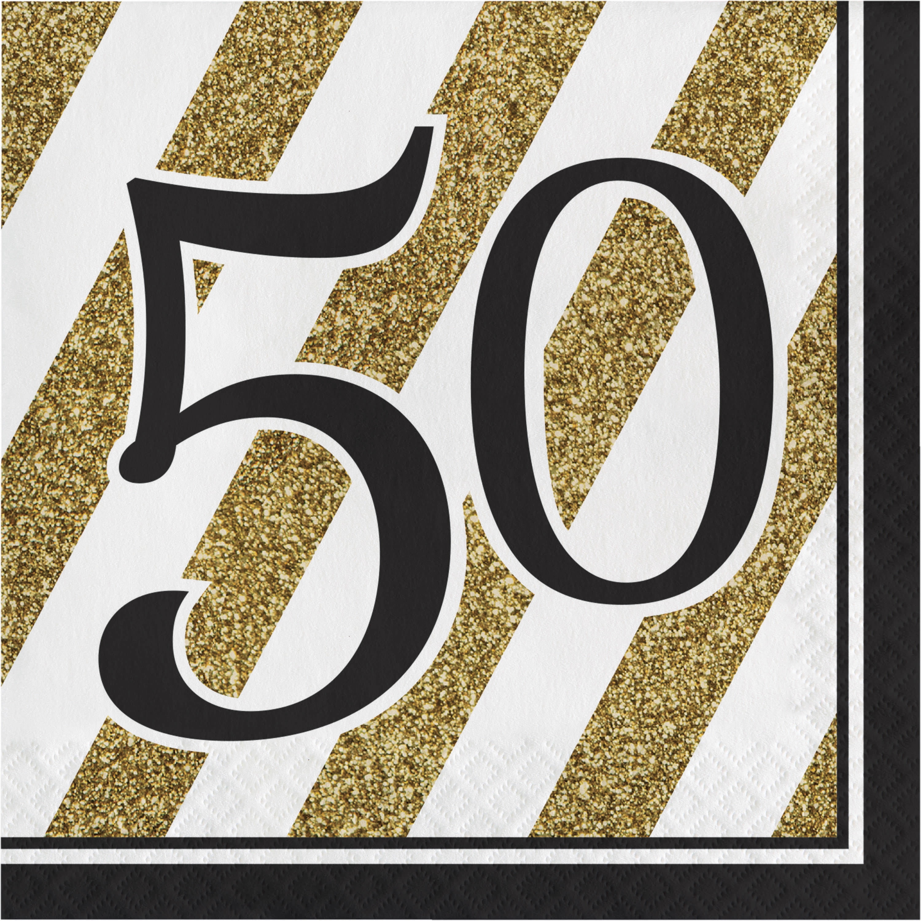 Black and Gold 50th Birthday Napkins, 48Pack