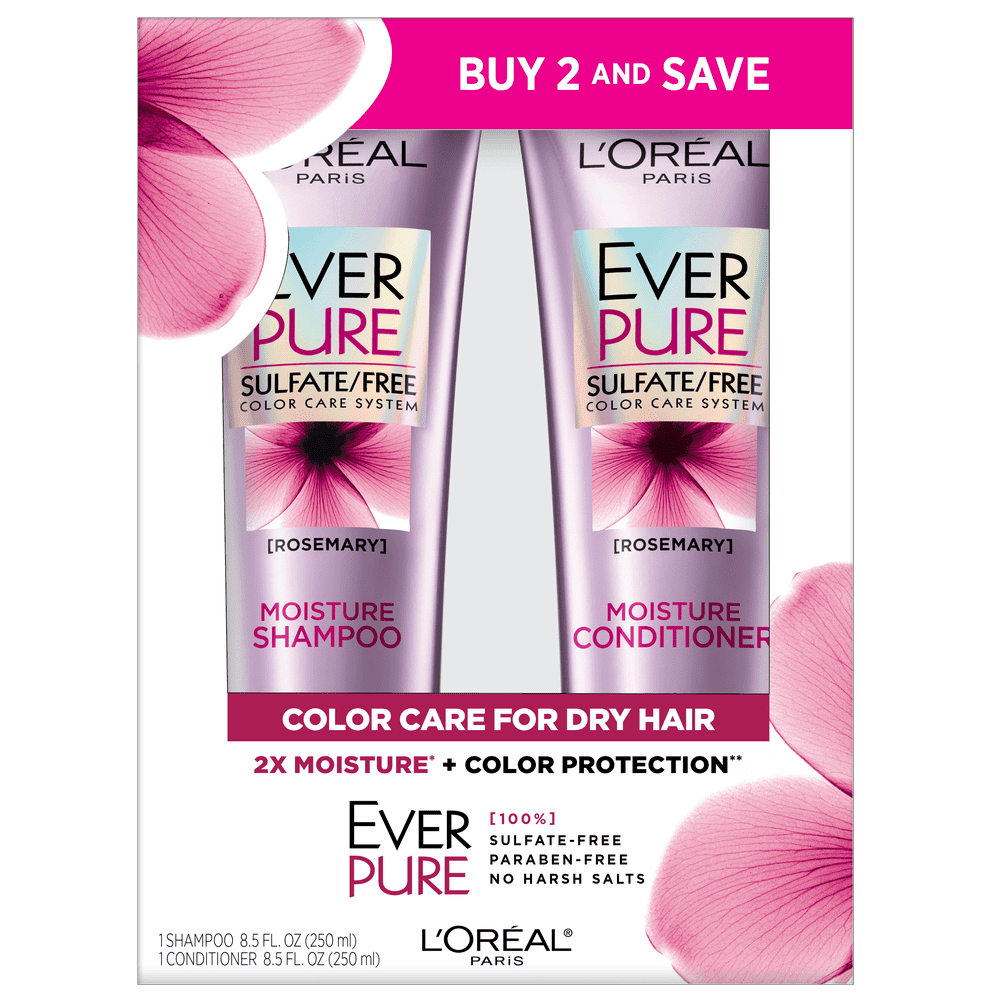 L'Oreal Paris EverPure Moisture Shampoo and Conditioner, 2 COUNT ...