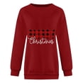thumbnail image 3 of Gibobby Sudaderas para mujer Sudadera de cuello redondo con estampado navideño para mujer, suéter ajustado, camisetas casuales de manga larga(Rojo,G), 3 of 4