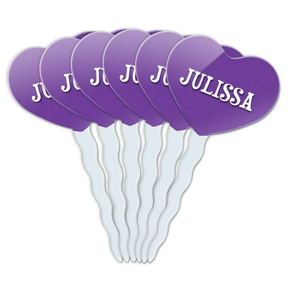 Julissa Heart Love Cupcake Picks Toppers - Set of 6