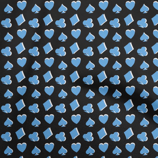 oneOone Velvet Medium Blue Fabric Poker Card Sewing Material Print Fabric By The Yard 58 Inch Wide