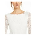 thumbnail image 3 of ADRIANNA PAPELL Womens White Lace Long Sleeve Boat Neck Above The Knee Sheath Dress 2, 3 of 5