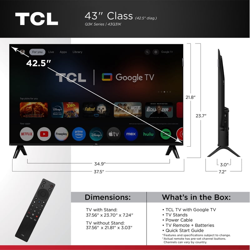 TCL 43" Q31K Series 1080P FHD QLED Smart TV with Google TV – 43Q31K feature detail