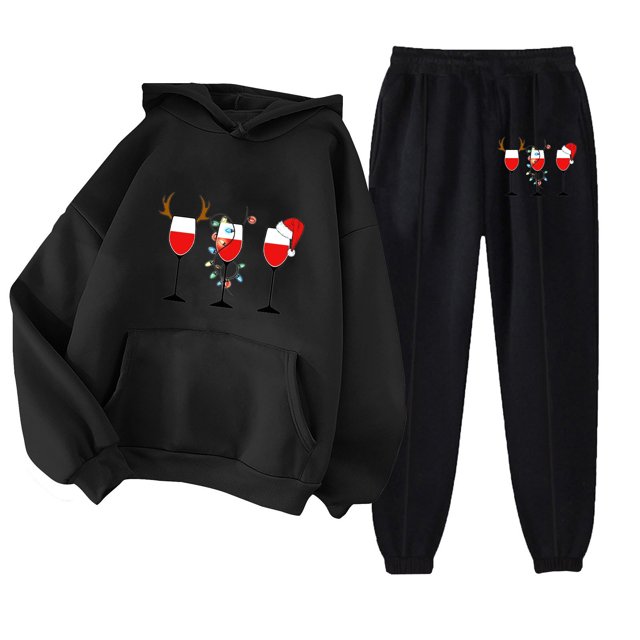 Puntoco Sudadera con Capucha para Mujer Sudadera con Bolsillo De Manga Larga Conjunto De Sudadera Estampada con Pantalones De Moda para Mujer Puntoco Puntoco-7211