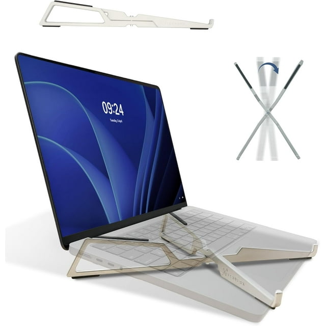 Siabc - Support pour Ordinateur Portable Portable, Rehausseur d'Ordinateur Portable Ergonomique Pliable et Léger, Compatible avec Apple MacBook Pro et Air, Lenovo, HP, Dell, Asus, Acer, Razer, et Plus, Carnets 10 Pouces - 16 Pouces, Blanc Perle