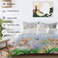thumbnail image 5 of Easter Rabbits Twin Size Comforter Set, Colorful Eggs Floral Grass Butterfly Blue Wood Grain Bedding for All Seasons, 4 Pcs Bed Set, 1 Quiltcover (68"x86") ,1Sheet(67"x116"), 2Pillowcases (30"x20"), 5 of 9