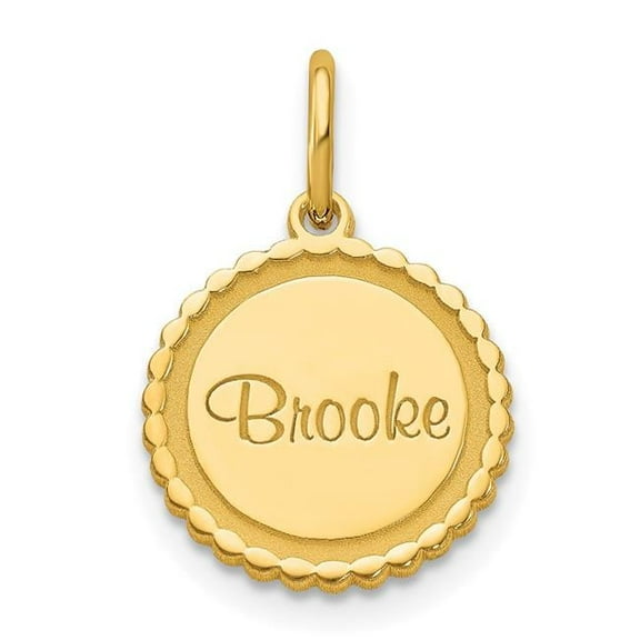 10k Yellow Gold Scalloped Disc with Name Charm 10XNA107Y