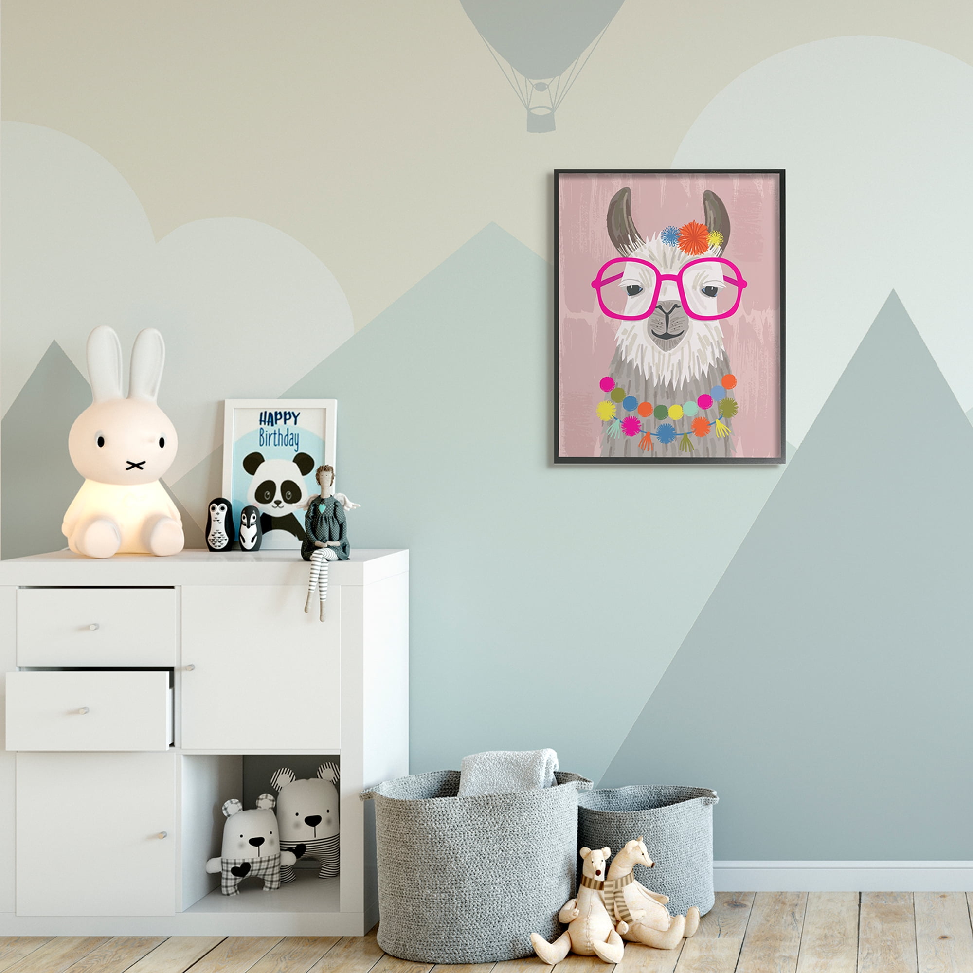 Stupell Industries Llama Silly Glasses Polka Dots Festive Animal,24 x 30,Designed by Lisa Whitebutton