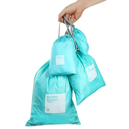 

small nylon bags VORCOOL 8 Pcs Multifunctional Water-proof Nylon Drawstring Bag Cord Bag Storage Packing Bag for Outdoor Traveling (Light Blue and Brown)