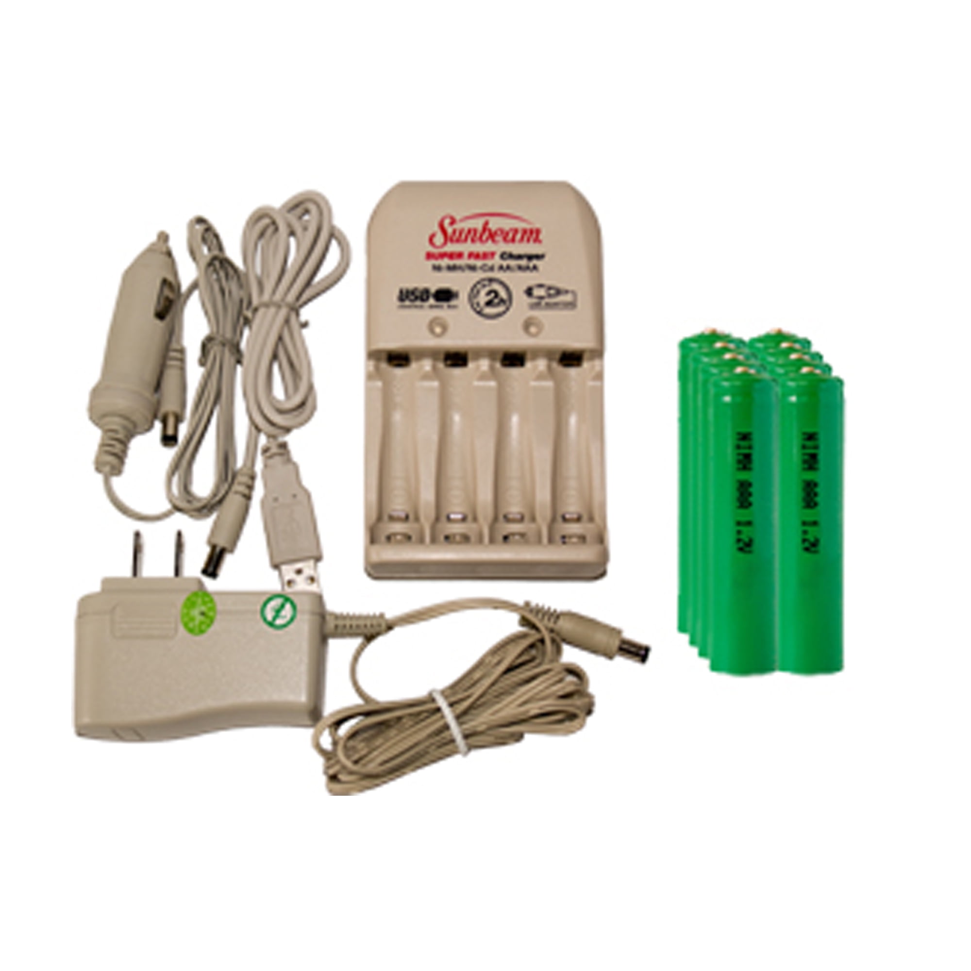 Sunbeam AA / AAA Battery Charger + 8 AA NiMH Rechargeable Batteries