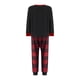 thumbnail image 3 of Pijamas navideños familiares a juego: camisetas de manga larga con estampado de letras y copos de nieve y pantalones a cuadros., 3 of 8