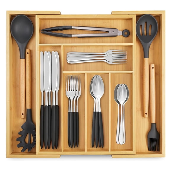 Organizador de Utensilios, Bandeja para Cubiertos Expandible con 8 Compartimentos, Organizador de Cubiertos para Cocina, Dormitorio, Salón, Vajilla