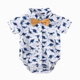 thumbnail image 6 of kaprioy Baby Boy Clothes Baby Boy Formal Short Set Boy Dress Outfits Soft Cotton Dinosaur Print Bodysuit with Bow Tie Newborn Boy Dress Outfit, 6 of 9
