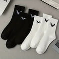 thumbnail image 4 of 6 Pairs Bat Embroidered Halloween Socks - Funny Halloween Bat Patterned Socks for Halloween Gift Women&Men, 4 of 7