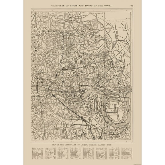 Historic Map - London Eastern - Reynold 1921 - 23 x 32.04 - Vintage Wall Art