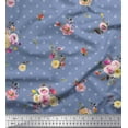 thumbnail image 1 of Soimoi Blue Moss Georgette Fabric Leaves,Small Circle & Floral Printed Fabric 1 Yard 42 Inch Wide, 1 of 3