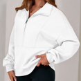 thumbnail image 5 of Sweatshirt for Women Fall Half Zip Pullover Oversized Fleece Mock Neck Hoodies Fashion Outfits Winter Clothing White L, 5 of 6