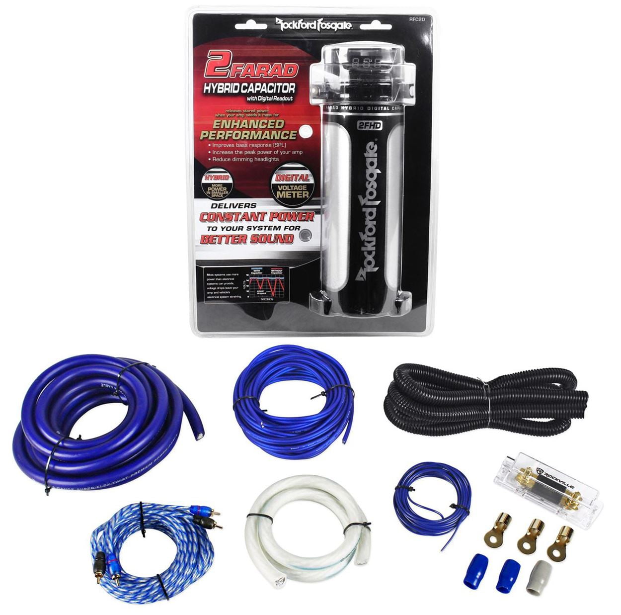 Rockford Fosgate RFC2D 2 Farad Digital Car Capacitor w