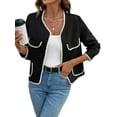 thumbnail image 3 of Cardigan Sweaters for Women Fall Dressy Casual Long Sleeve Button Down Knit Tweeds Jacket Outwear Black M, 3 of 10