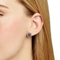 thumbnail image 2 of Pendientes de botón de plata esterlina Silvora Con Runas vikingas Y Circonita Cúbica Negra Pendientes Redondos Hipoalergénicos, 2 of 8