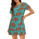 thumbnail image 1 of Easygdp Fun Octopus Camisón de manga corta para mujer, informal, estampado, 1 of 6