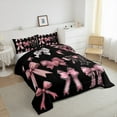 thumbnail image 3 of Feelyou Black Pink Bowknot Queen Comforter Set, Vintage Fashion Bow Bedding Sets, Fairy Tale Princess Reversible Bedding Comforter Set, Ultra Soft Bedroom Decor, 3-Piece, 3 of 8