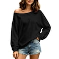 thumbnail image 2 of cocolona Off Shoulder Sweatshirts for Women Oversized Pullover Long Sleeve Drop Shoulder Casual Fall Tops, 2 of 9