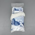 thumbnail image 2 of Ambesonne Nature Bedding Set 4 Pcs, Clouds on Summit Winter, Queen, Black and White, 2 of 3