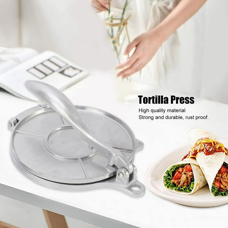 Lieonvis Tortilla Press Pan Non-Stick Flour Tortilla Press with Bakelite Handle Heavy Duty Aluminum Tortilla Dough Press Pan Multipurpose Tortilla