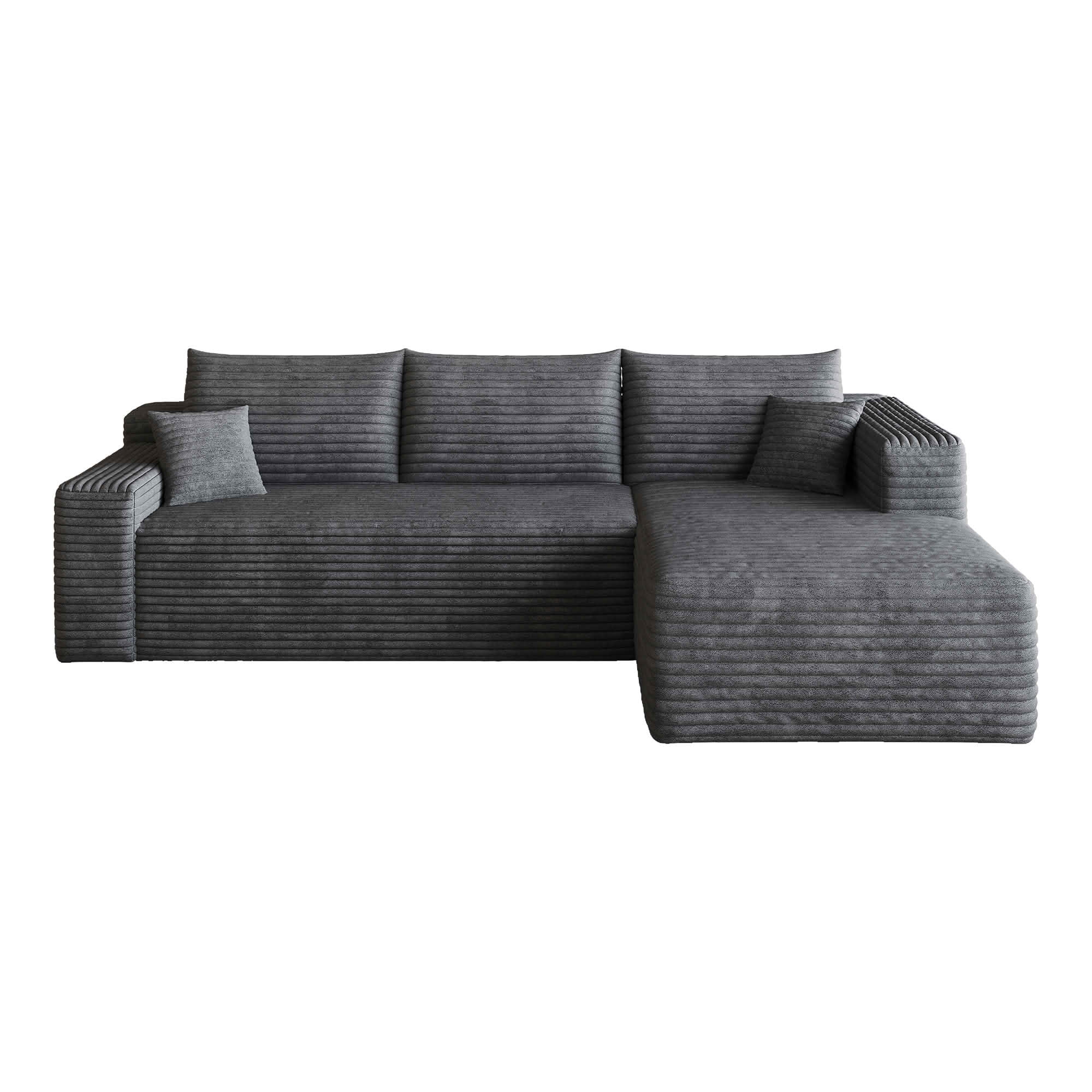 MAYEERTY 95 Inch L‑Shaped Cloud Sectional Sofa, Modern Minimalist Deep‑Seat Corner Couch, Plush Corduroy Upholstered Reversible Sofa, No‑Assembly Required for Living Room Bedroom Apartment