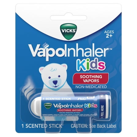 Vicks VapoInhaler Kids, On-the-Go Portable Nasal Inhaler, Non-Medicated, With Refreshing Vicks Vapors, Menthol Scent , 1 Scented Stick