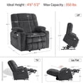 thumbnail image 3 of Oversized 27.2" Seat Width Dual Motor Power Recliner Lift Chair with Vibration and Heat for Height 4'6"-5'2", Infinite Position, 3 of 9