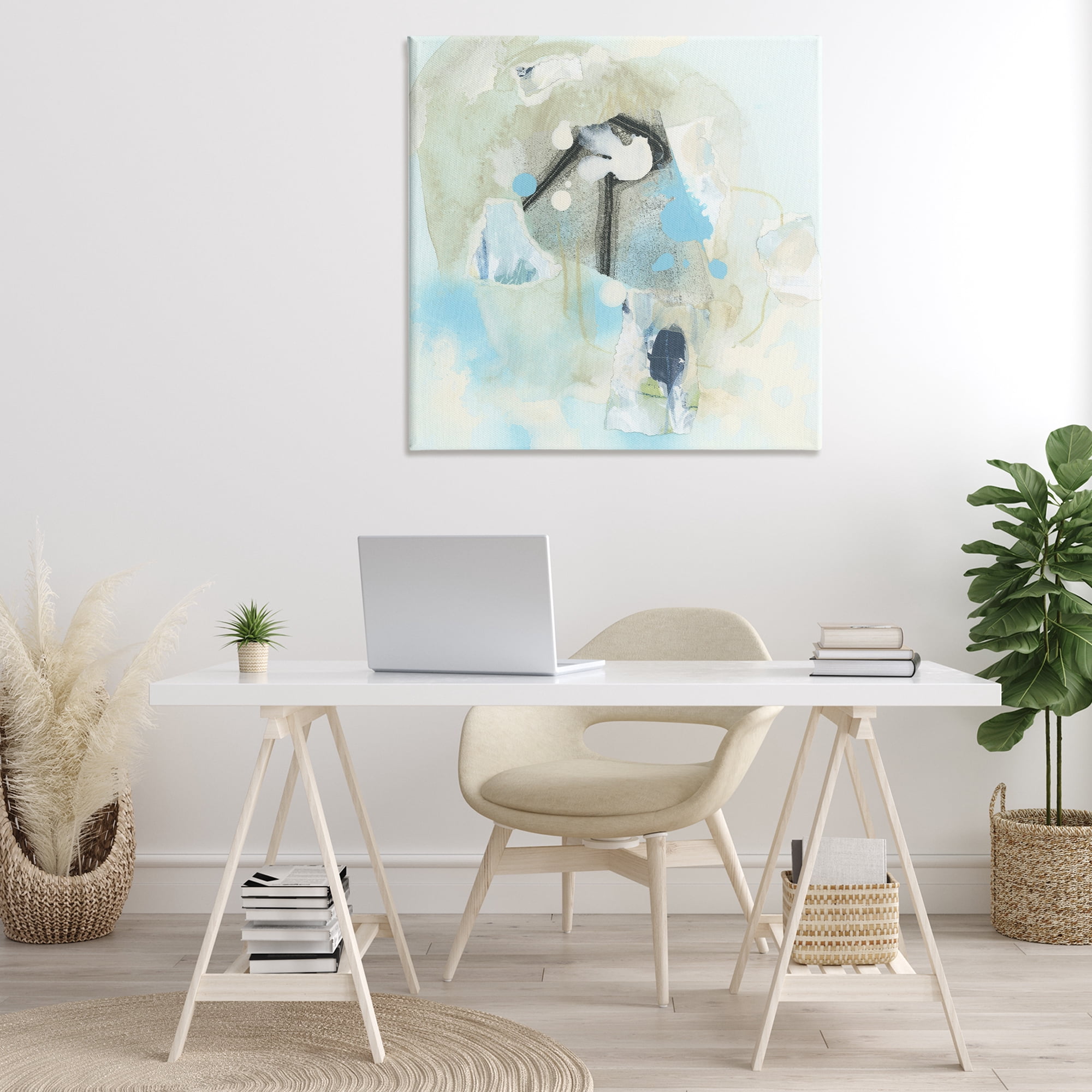 Stupell Industries Soft Blue Complex Abstraction Abstract Painting Gallery Wrapped Canvas Art Print Wall Art, 36 x 36