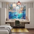 thumbnail image 5 of Ocean Dolphins Kitchen Curtains 84 Inch Length, Summer Coral Coconut Trees Tropical Fish Grommet Top Bedroom Living Room Curtains, Light Filtering Cafe Curtain Drapes 2 Panels Set 104''x84'', 5 of 9