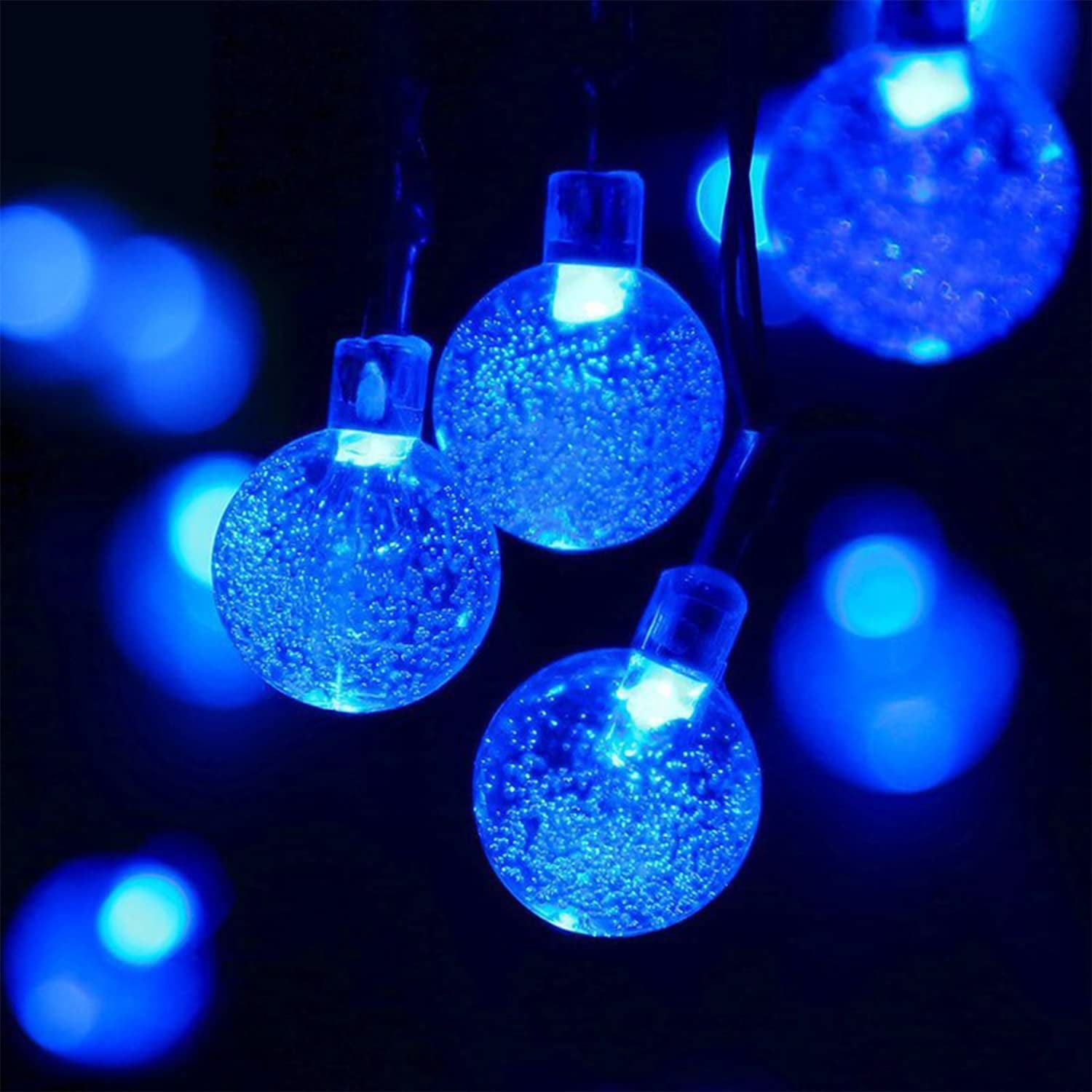 GooingTop Solar Outdoor String Lights Waterproof,30 FT 60LED Crystal Globe  Outside Solar Fairy Twinkle Lights for Garden Yard Pathway Patio Tree Landscape  Lighting Decorative,Blue
