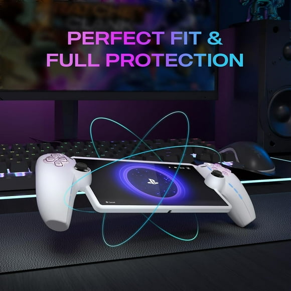 Funda protectora para PlayStation Portal, 8 tapas para los pulgares y 2 anillos de precisión para la funda de silicona blanda PS Portal