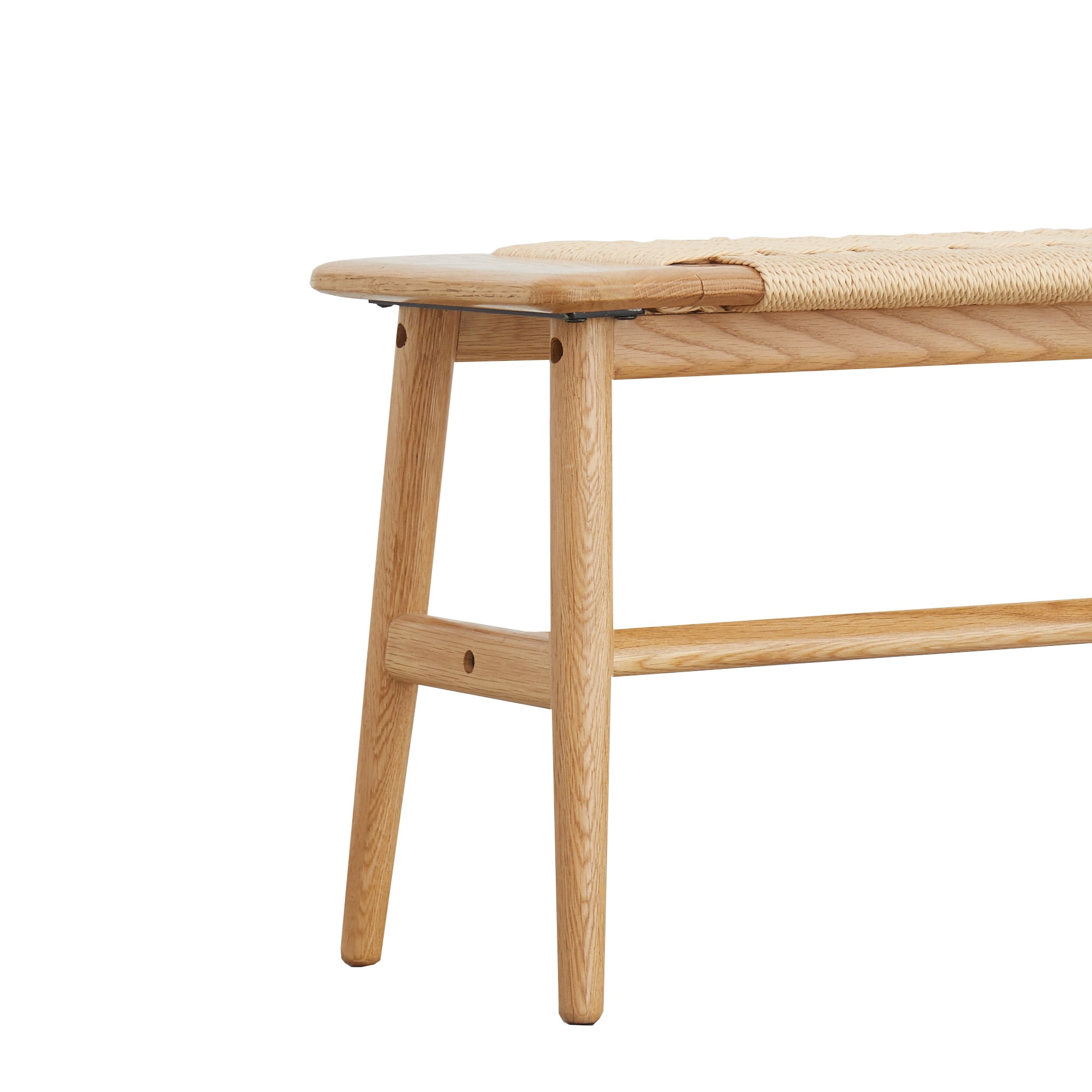 PORKISS Indoor Bench, End of Bed Bench, Wood Dining Bench, Entryway Bench with Solid Wood Legs for Bedroom, Kitchen & Living Room, Oak