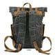 thumbnail image 2 of Mochila de viaje de lona impermeable con cera de aceite de color contrastante vintage, bolso para computadora, mochila de exterior de gran capacidad para mujer, bolso para hombre, 2 of 6
