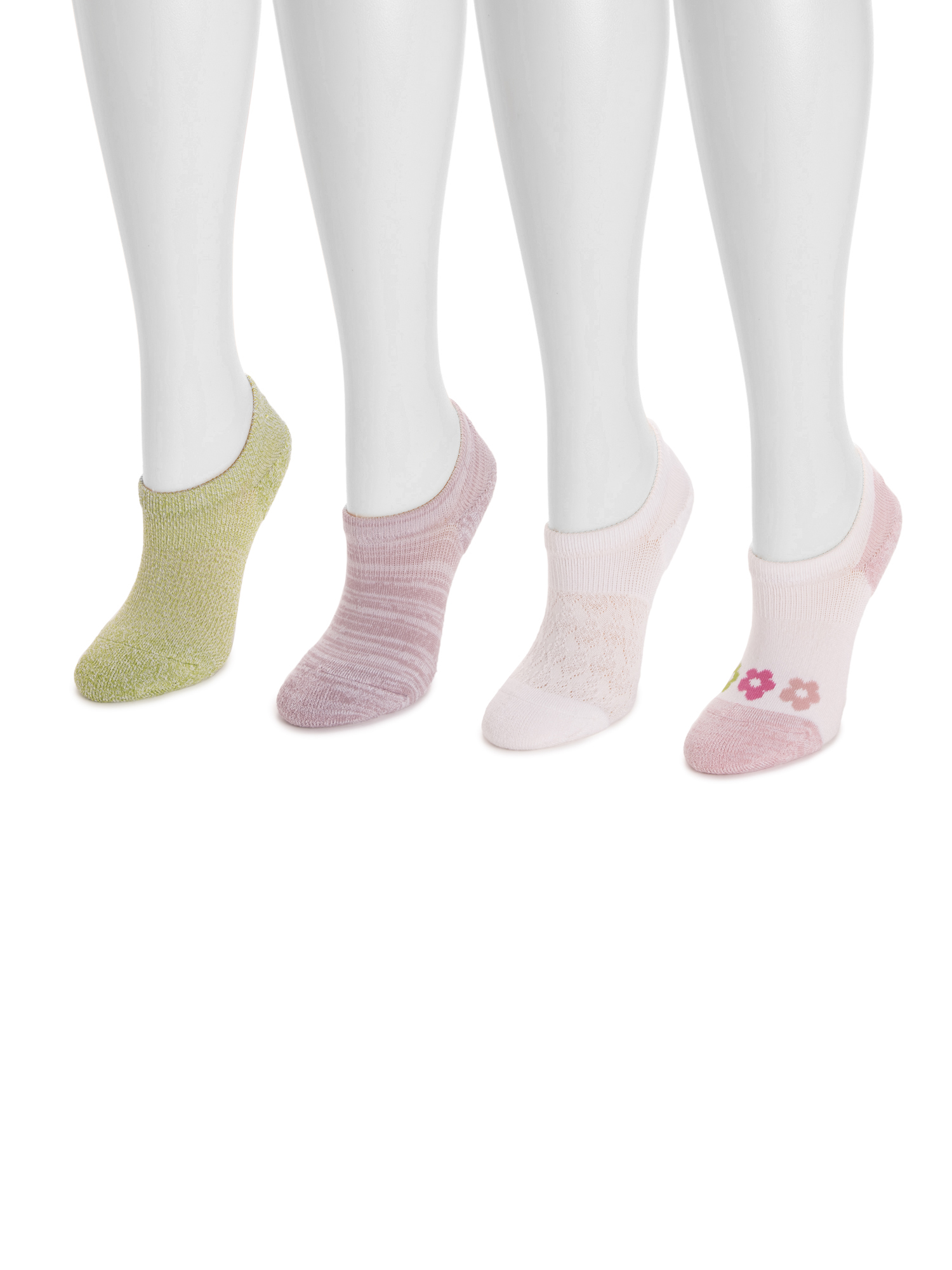 MUK LUKS Women's Dream Step No-Show Liner Socks, 4-Pack, OSFM