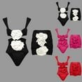thumbnail image 2 of Jacenvly 2024 Swimsuit Women Two Piece Clearance Cozy Sleeveless Solid Boat Neck Surfing Swimwear Lightweight Women Swimming Suit Floral Decoration Strapless Swimsuit Skirt Set Two-Piece Set Hot Pink, 2 of 8