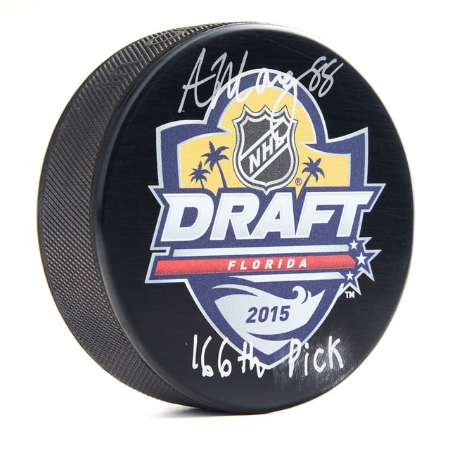 Andrew Mangiapane Signé Rondelle de Repêchage d'Entrée NHL 2015 avec Note de 166e Choix