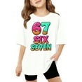 thumbnail image 4 of Afdoent Girls Graphic Printed 67 Funny Number Short Sleeve T Shirt Casual Comfortable Blended Tee For Everyday Play And School Outfits 7-8 Years, 4 of 4