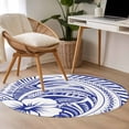 thumbnail image 4 of Round Rug 3.3Ft Washable Non-Slip, Polynesia Texture Circle Area Rugs for Living Room Bedroom, Vintage Traditional Tribe Floral Abstract Art Blue Indoor Floor Mats Carpet Runner for Home Decor, 4 of 8