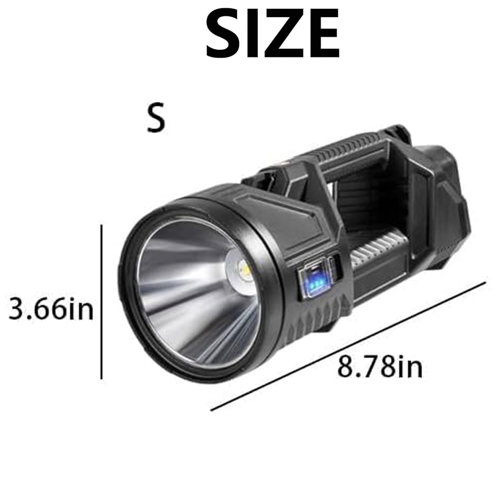 New German 1000000 lumens Waterproof Spot Lights Handheld Large searchlight, Asaruley Light, Spot Lights Outdoor Handheld, Rechargeable Solar Tactical Flashlight (S)