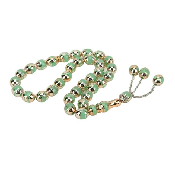 Dekaim Chapelet Perles Blanc Beige Lac Bleu Vert Couleur Motif Étoile Résine 33 Perles De Prière Pour Cadeau De Décoration Quotidienne(Vert)
