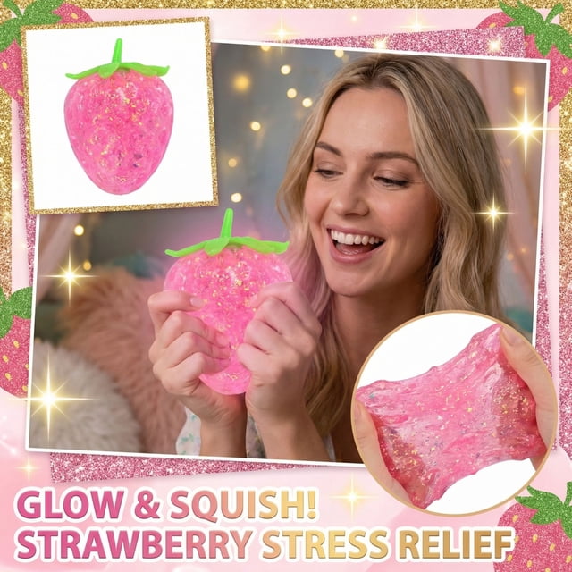 Squeezy Strawberry Squishy Stress Toy, 3.3" Slow Rising Anxiety Relief Fidget Toy Soft Squeezy Strawberry Sensory Toy